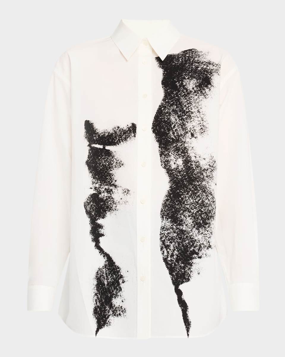 Oversized Abstract-Print Boyfriend Shirt
